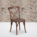 Pecan Wood Cross Back Stackable Chair H1362