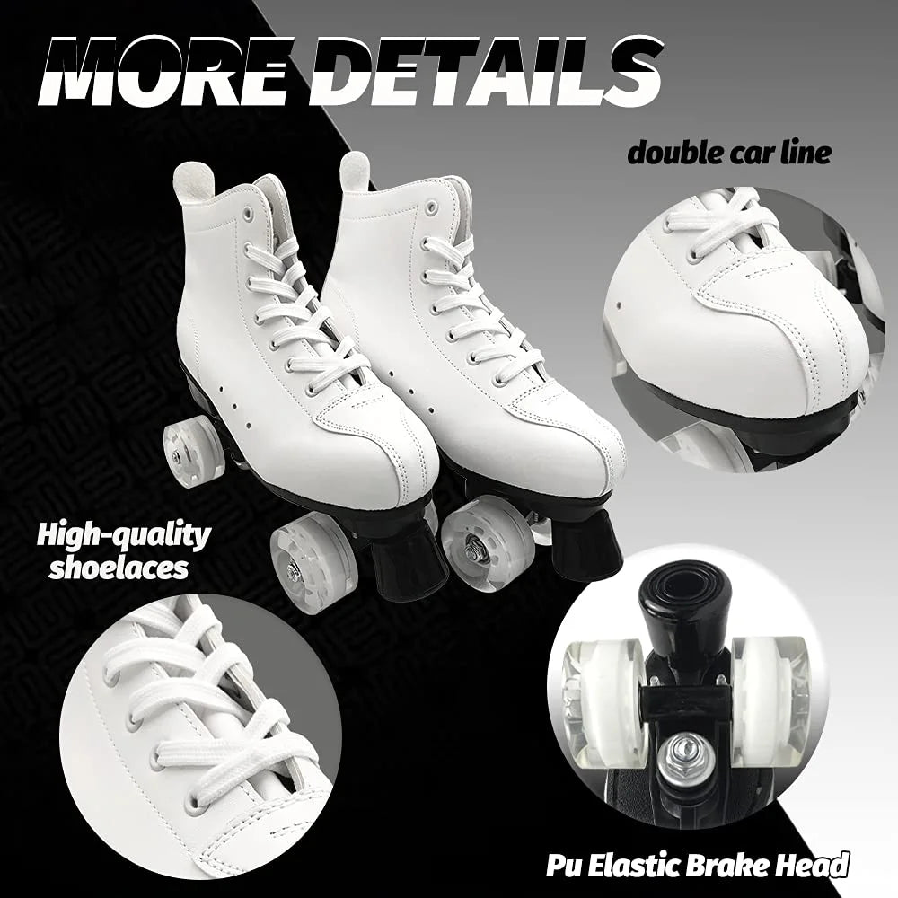 Retro White Quad Roller Skates (Size 10) L36301