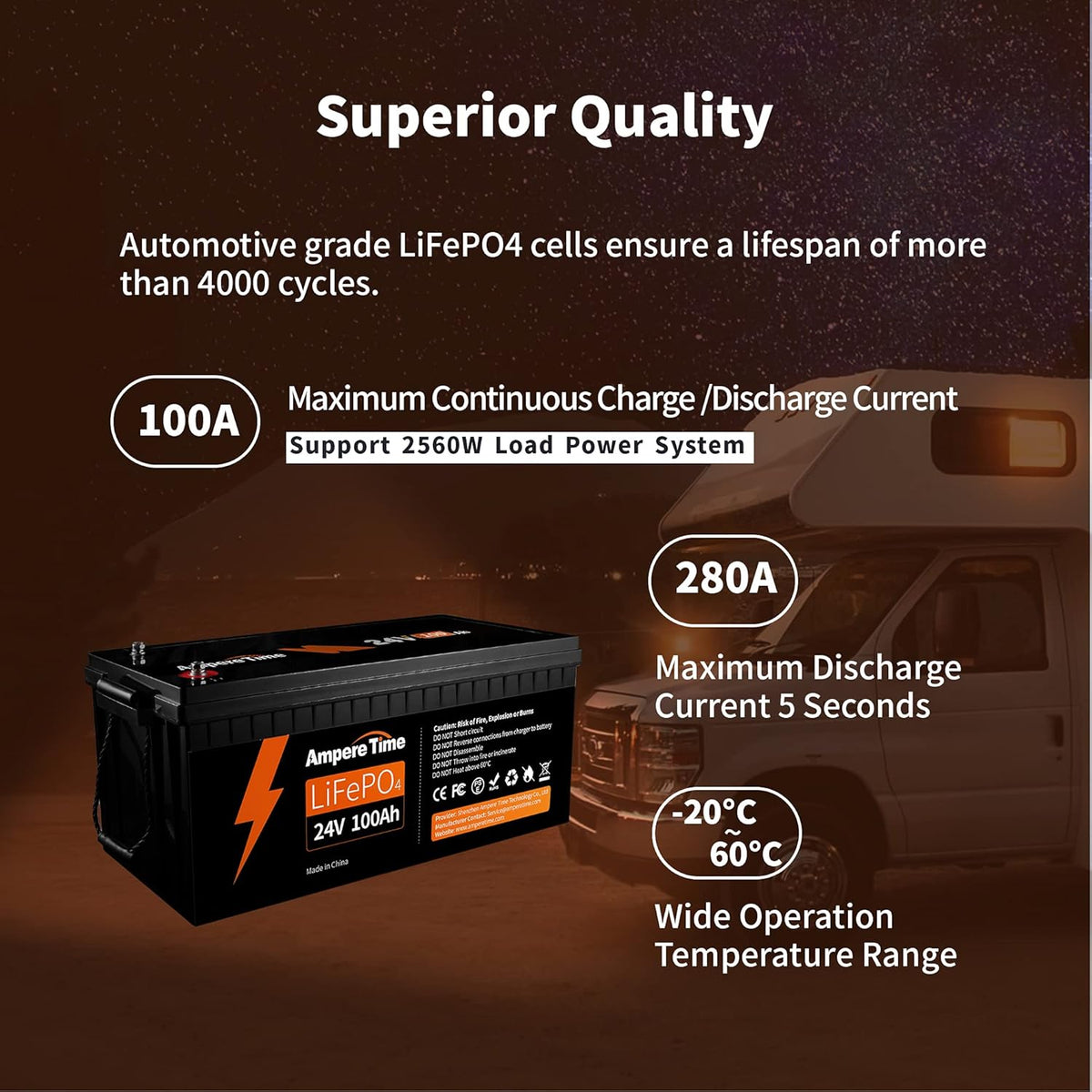 24V 100Ah LiFePO4 Deep Cycle Lithium Battery with 100A BMS P111697