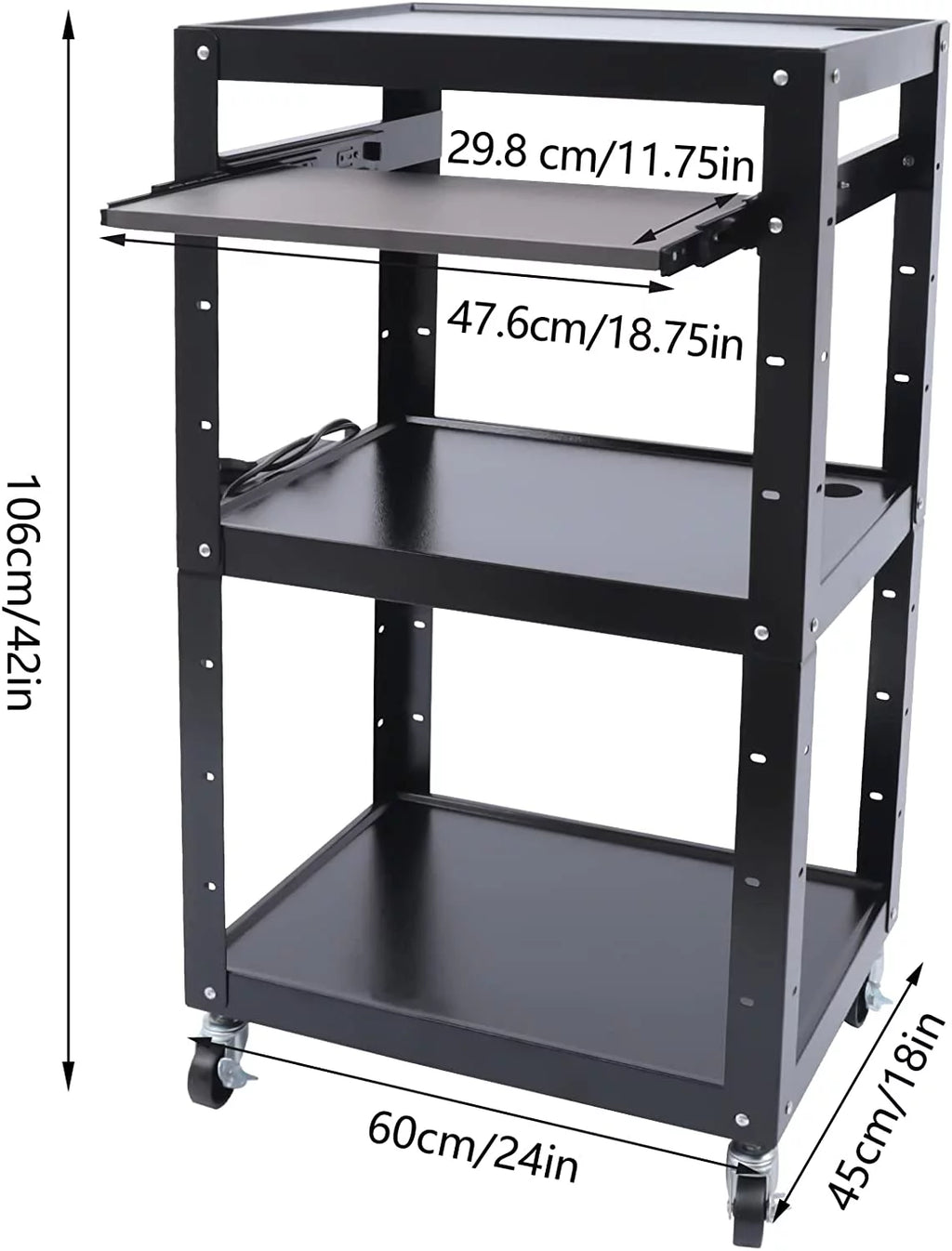 Height Adjustable Utility Cart with Keyboard Tray R65050