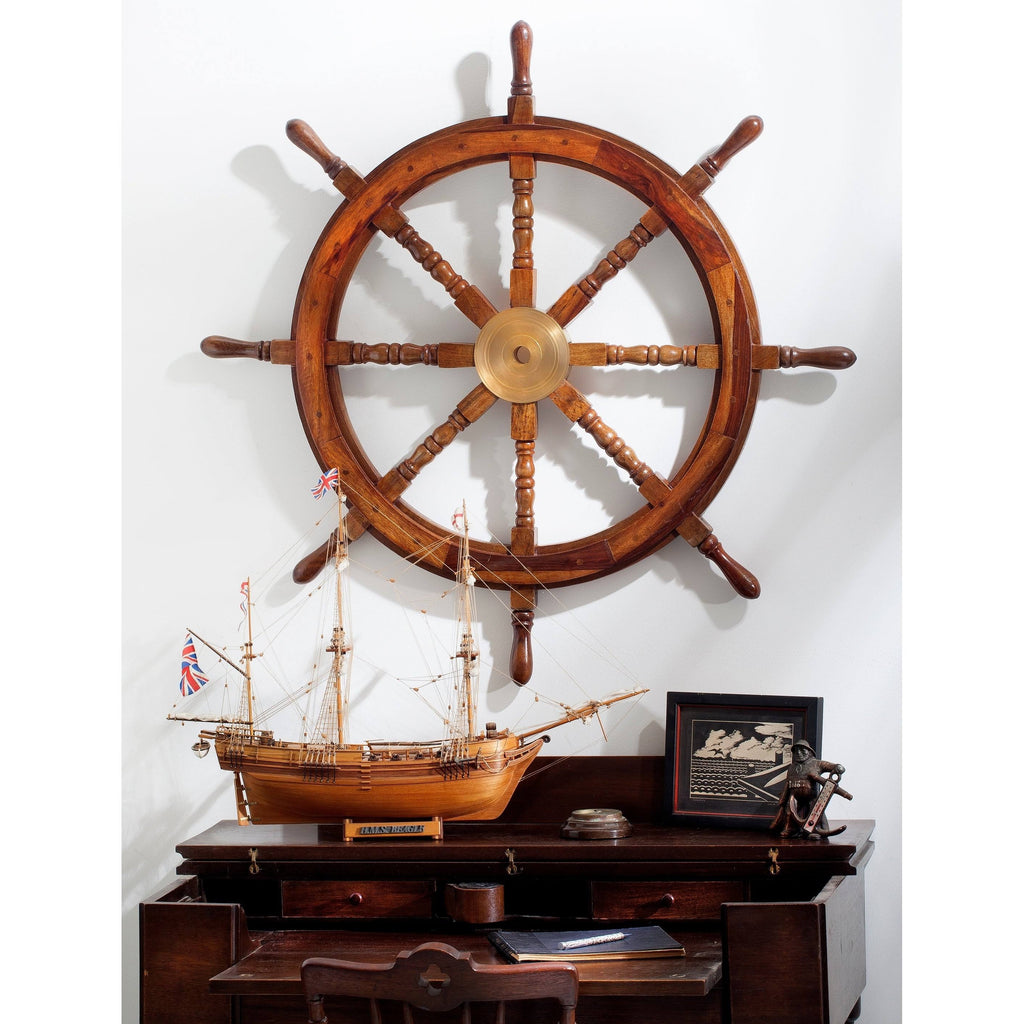Large Hardwood Nautical Ship V954