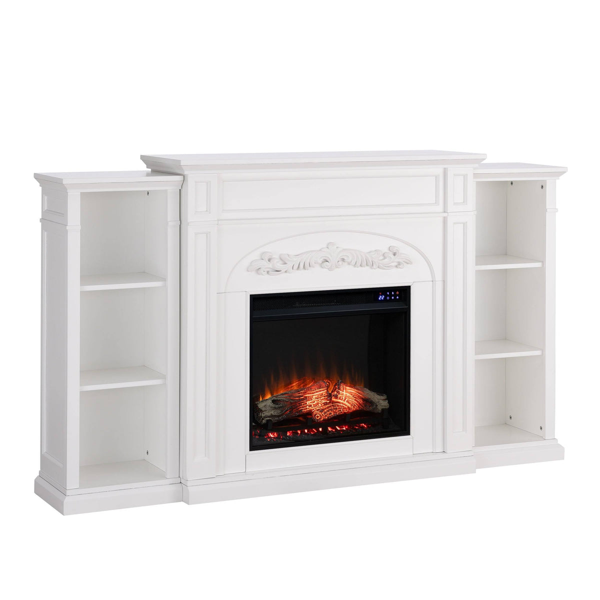 White Electric Fireplace Bookcase F4019