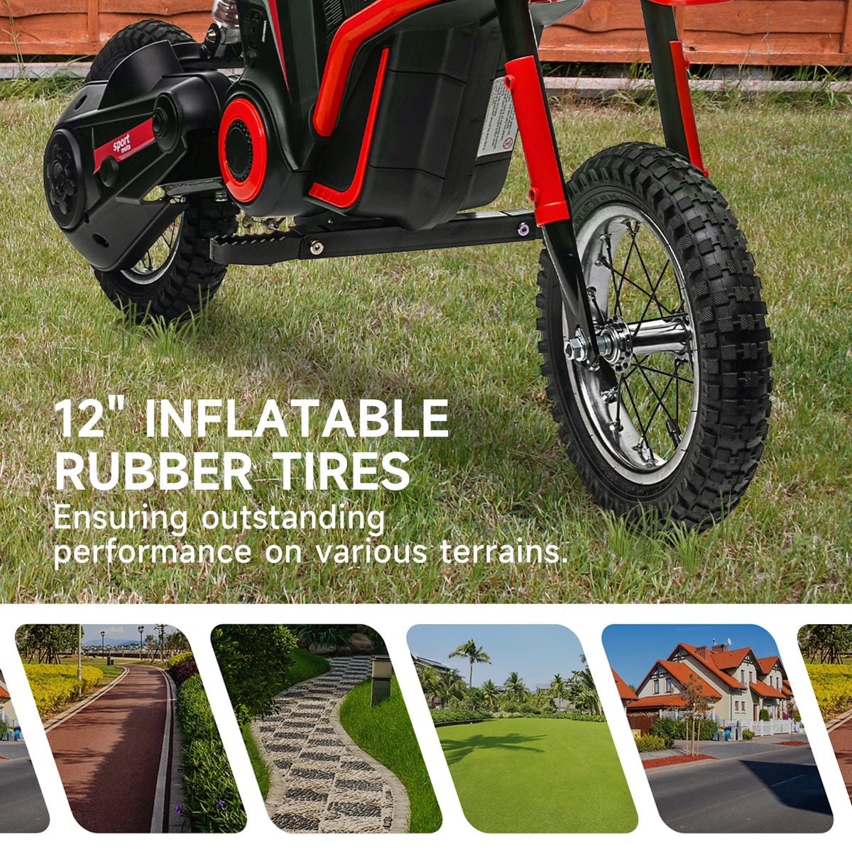 24V Electric Dirt Bike 350W with Leather Seat, Red X4111