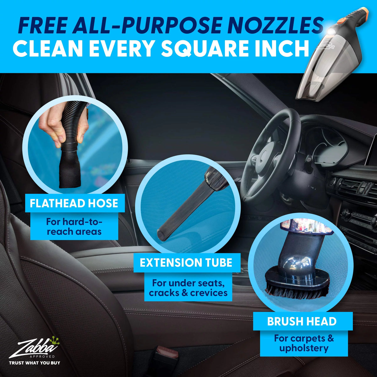 Portable Car Vacuum Cleaner 110W 12v Black Y381331