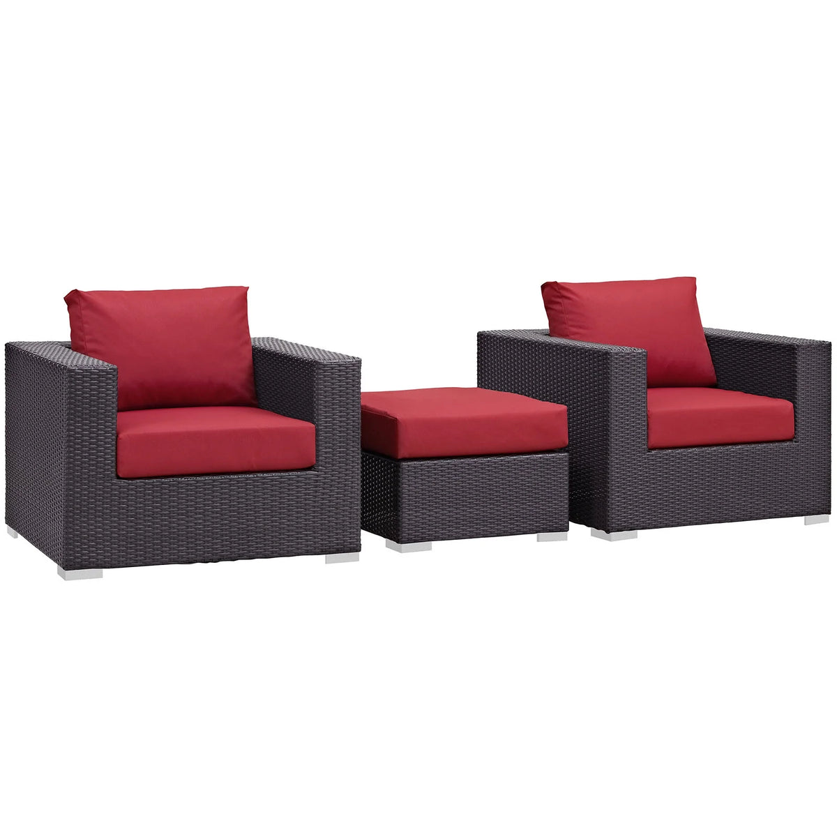 3 Piece Outdoor Patio Sofa Set in Espresso Red L893
