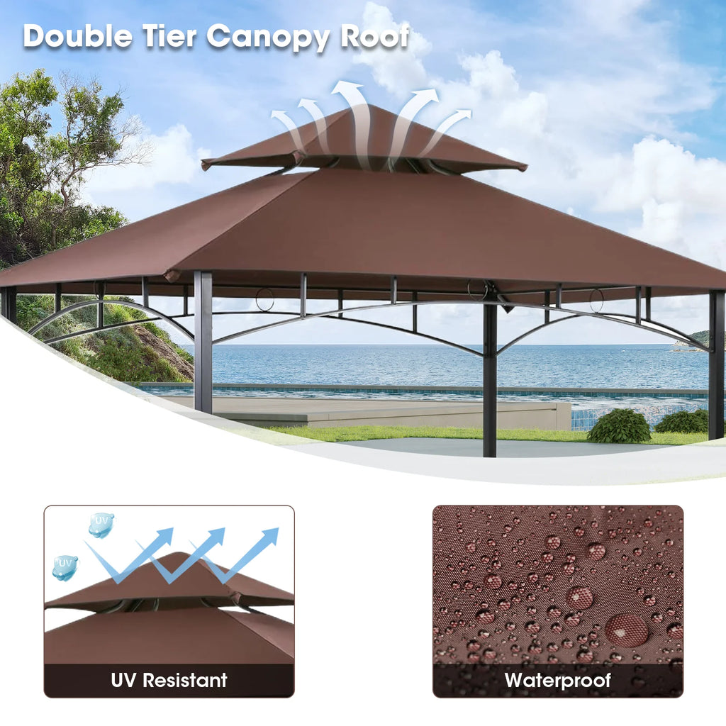 Brown Hardtop Grill Gazebo Tent F994944
