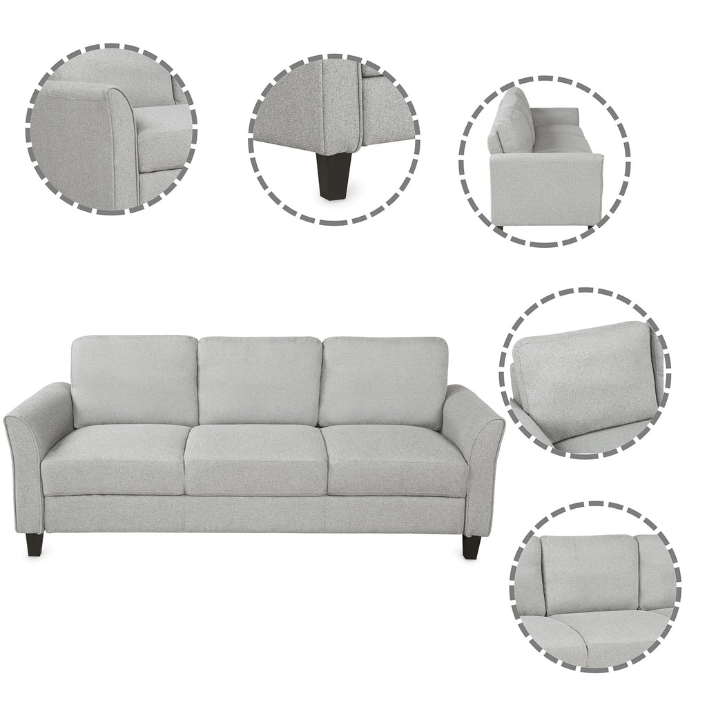 Light Gray 3-Seat Linen Fabric Sofa V75385