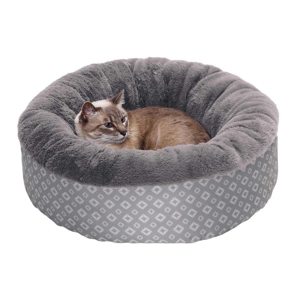 Plush Diamond Print Donut Pet Bed I284