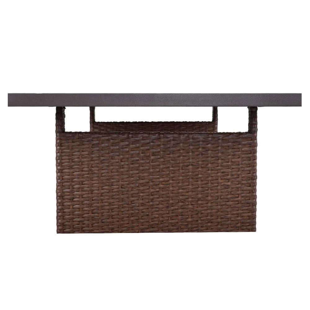 Brown Metal and PE Wicker Patio Dinner Table T86052
