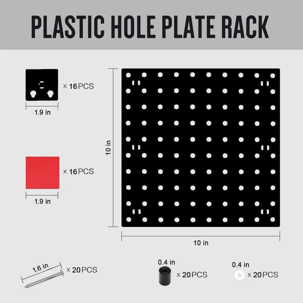 4PCS Plastic Pegboard Wall Organizer Kit M99482