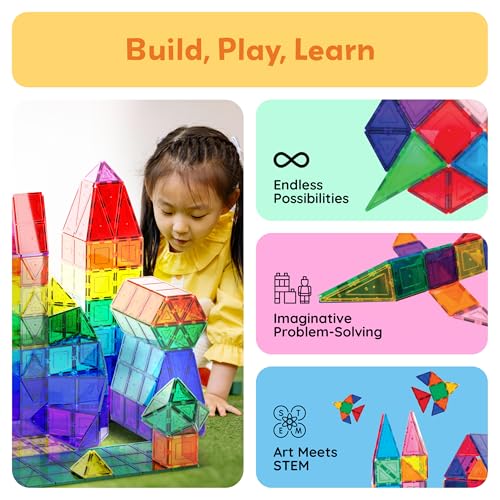 60 Piece Set Clear Magnetic 3D Building Tiles F789025