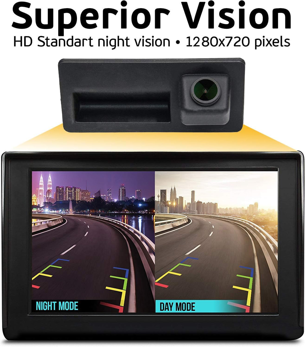 1280x720p Night Vision IP68 Waterproof License Plate Backup Camera Pack of 2 B99984