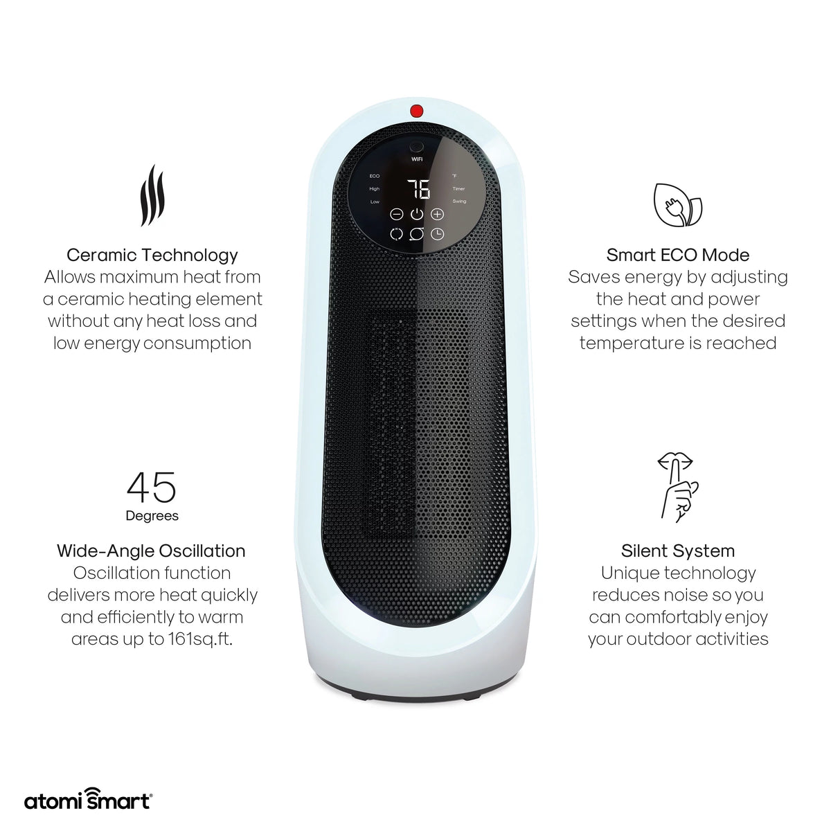 1500W Oscillating Ceramic Tabletop Space Heater E20010
