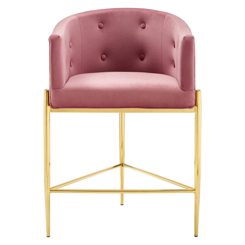 Pink Tufted Performance Velvet Counter Stool R398