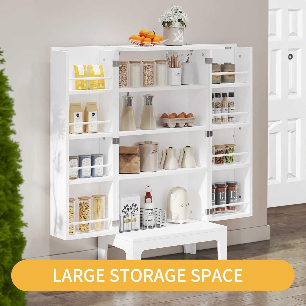 White Freestanding Kitchen Pantry Cabinet G719910