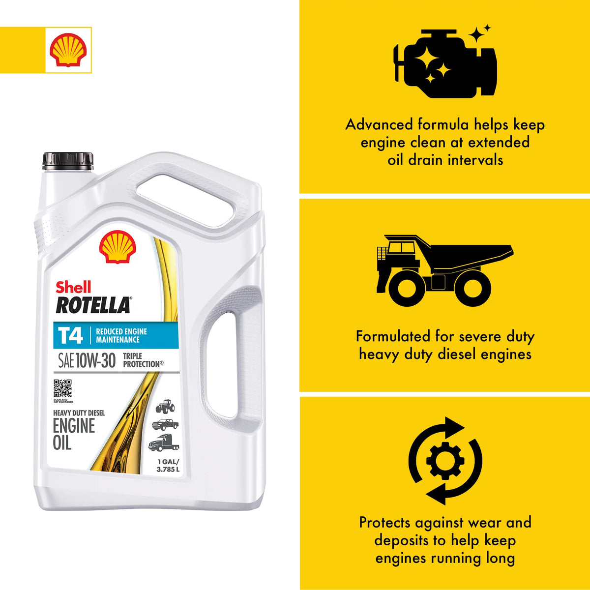10W-30 Diesel Motor Oil, 1 Gallon, 3-Pack U8675
