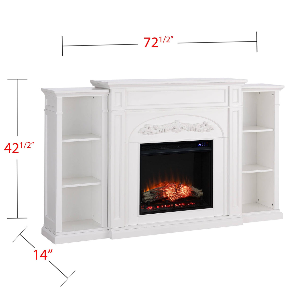 White Electric Fireplace Bookcase F4019