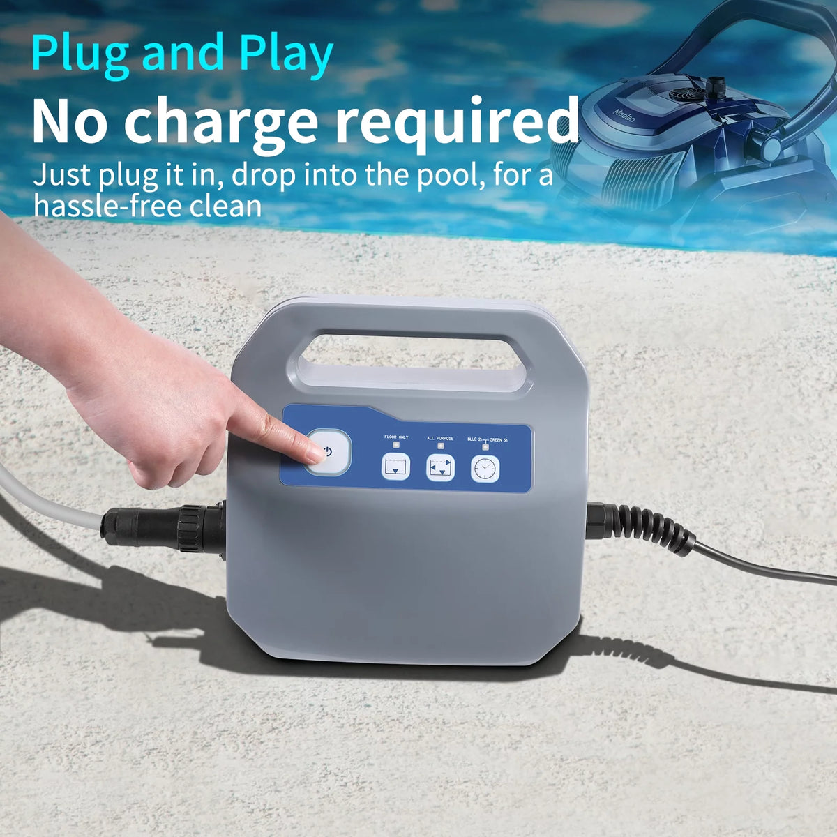 Automatic Robotic Pool Vacuum Cleaner with Self-Parking, Blue E6192