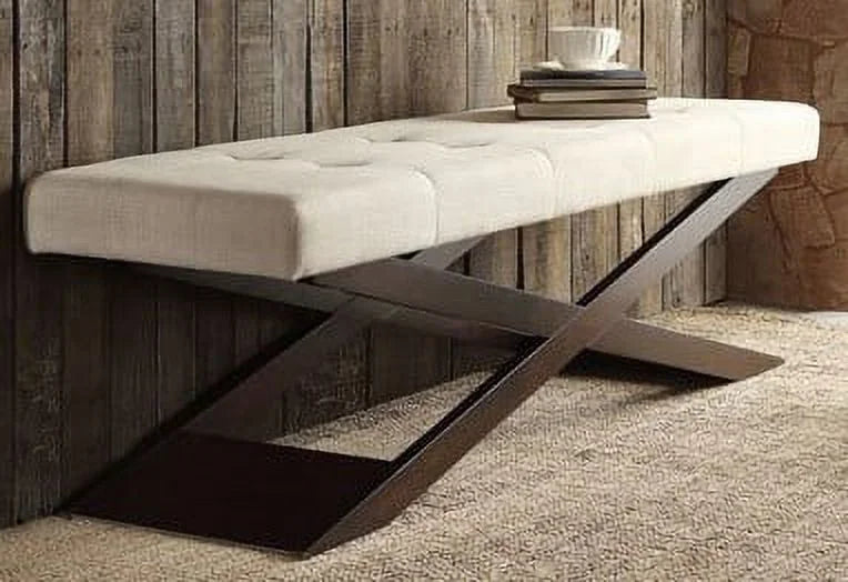 Beige Tufted Upholstered Bench H974