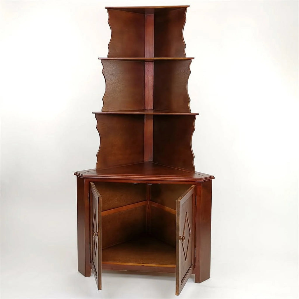 Brown Wood Three Shelf Corner Display Unit N35142