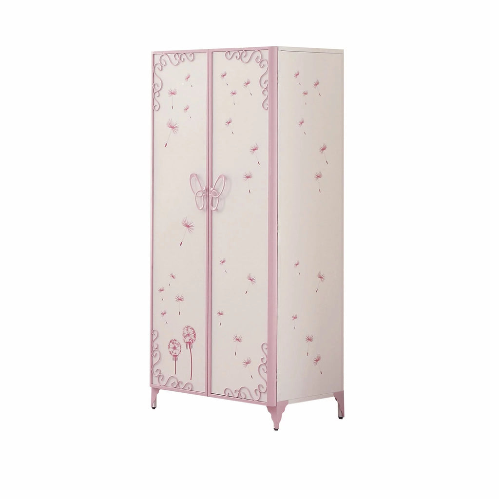 White and Light Purple Metal Tube Armoire L200