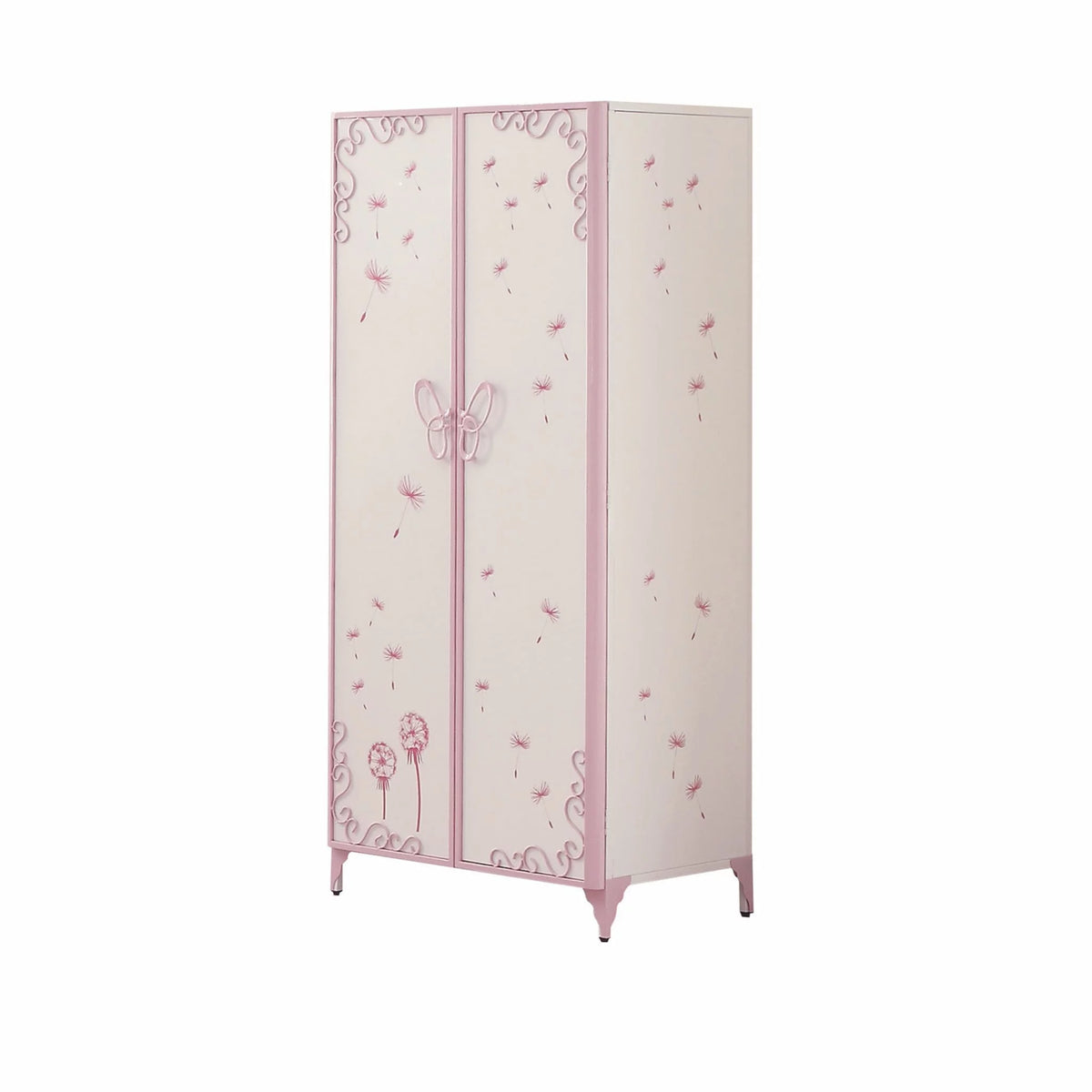 White and Light Purple Metal Tube Armoire L200