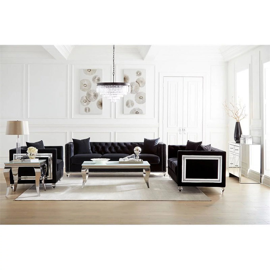 Black Upholstered Living Room Set I2120