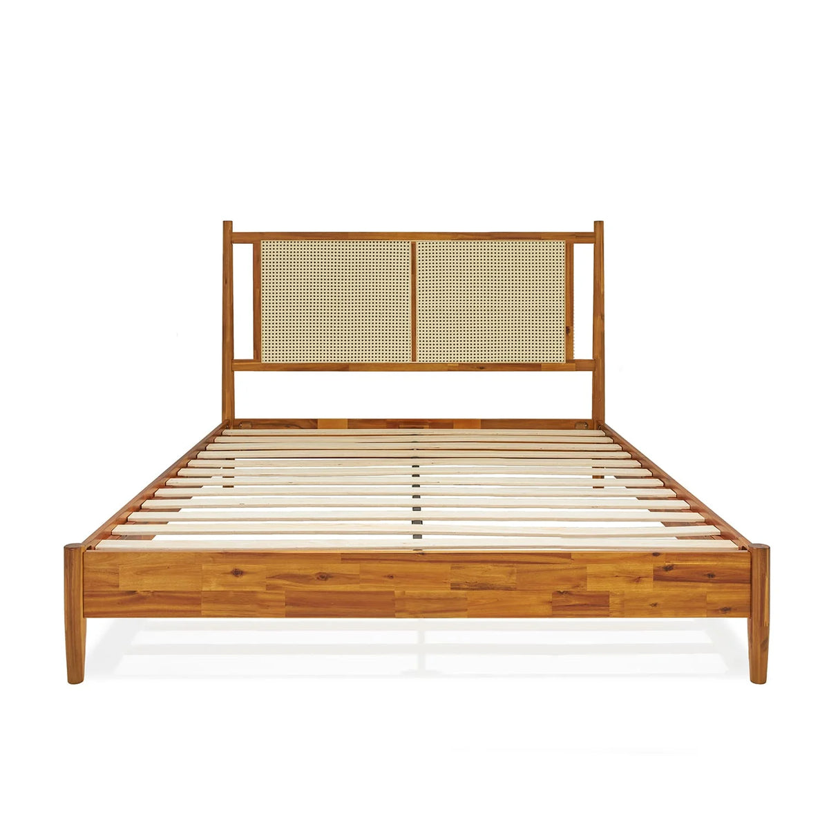 47" Queen Platform Bed Frame with Rattan Headboard I154082