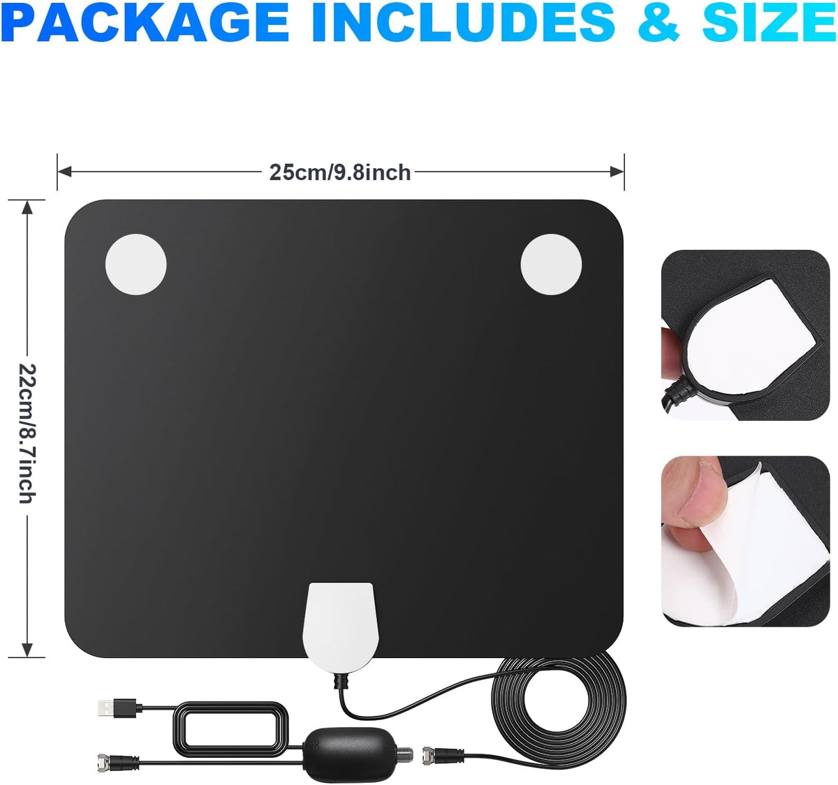 Indoor TV Antenna with Signal Booster and 16ft Coax Cable U818