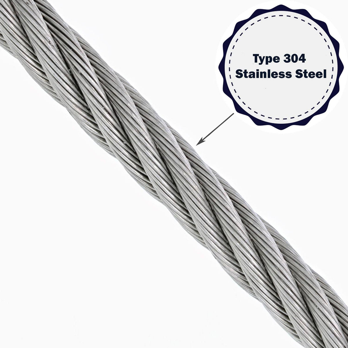 1/4 x 200&, 7x19, Type 304 Stainless Steel Cable Reel S46400