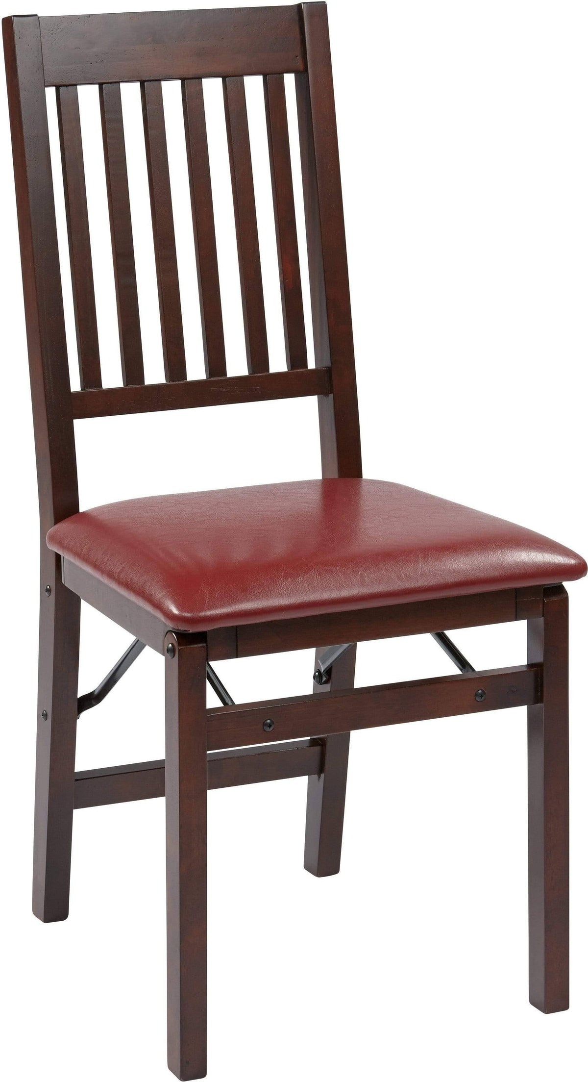 Solid Wood Folding Chair, Espresso/Red - 2 count R23104