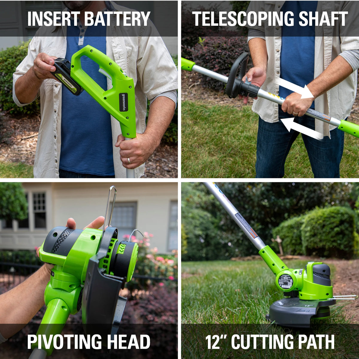 24V 12 inch Cordless String Trimmer/Edger with 2.0 Ah Battery and Charger K224