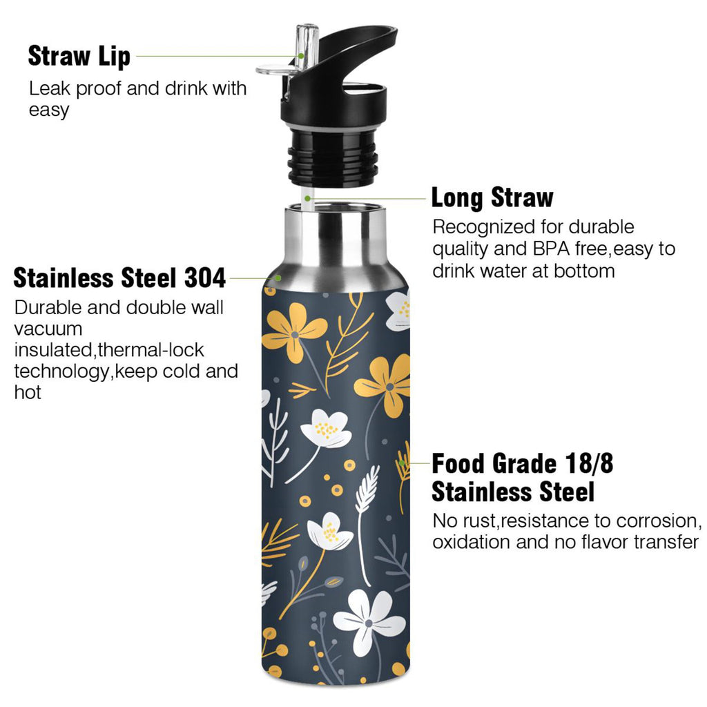 Stainless Steel Insulated Water Bottle with Straw Lid R579