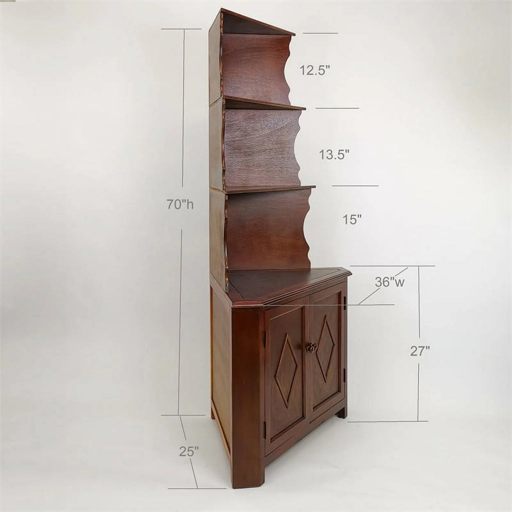 Brown Wood Three Shelf Corner Display Unit N35142