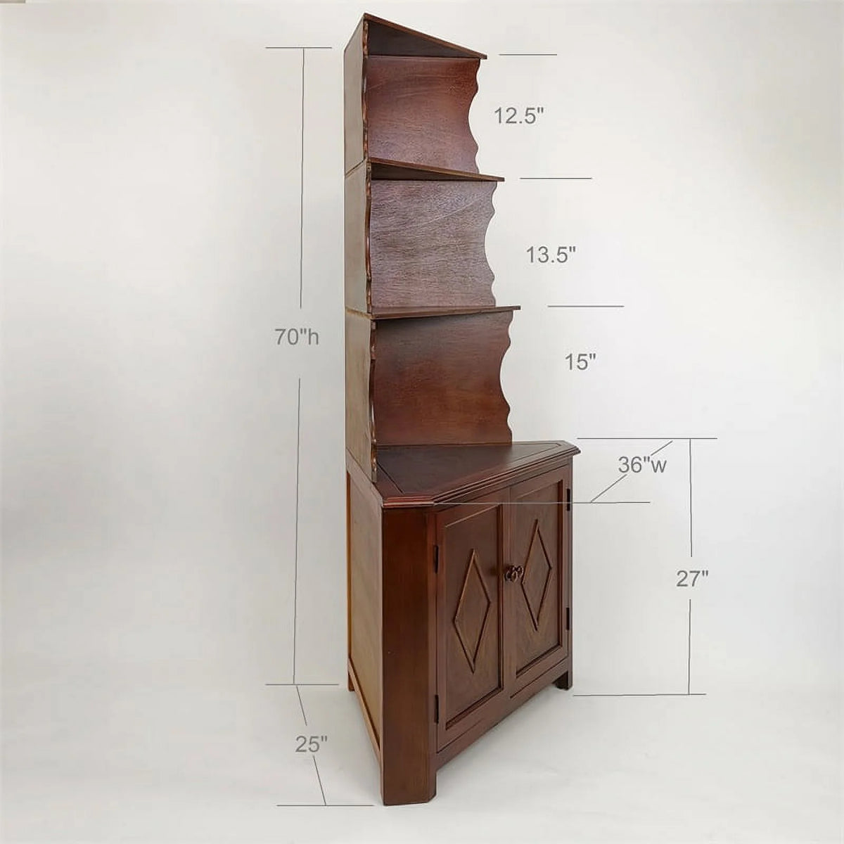 Brown Wood Three Shelf Corner Display Unit N35142
