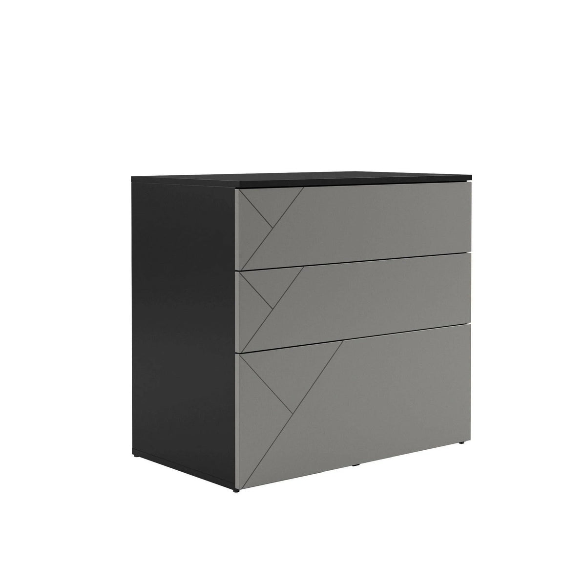 3-Drawer Storage and Filing Cabinet in Black/Greige W1173