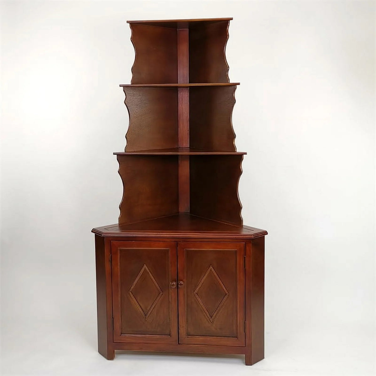 Brown Wood Three Shelf Corner Display Unit N35142