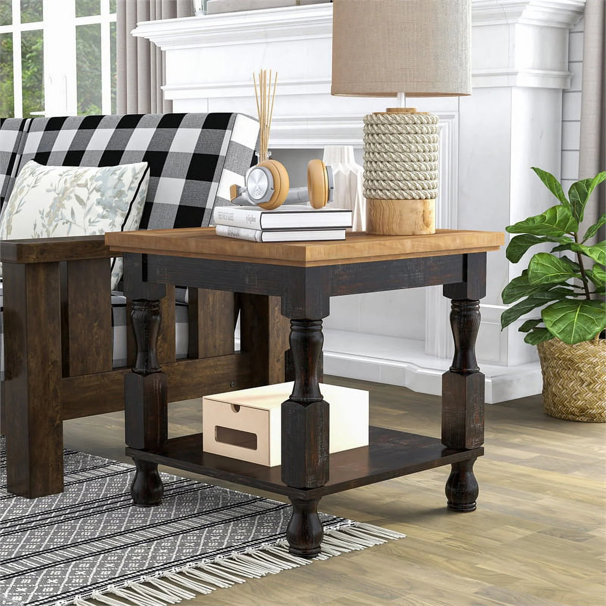 Solid Wood 1-Shelf End Table O52032
