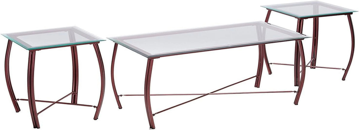 3 Piece Beveled Glass Coffee Table & 2 End Tables Set Y719666