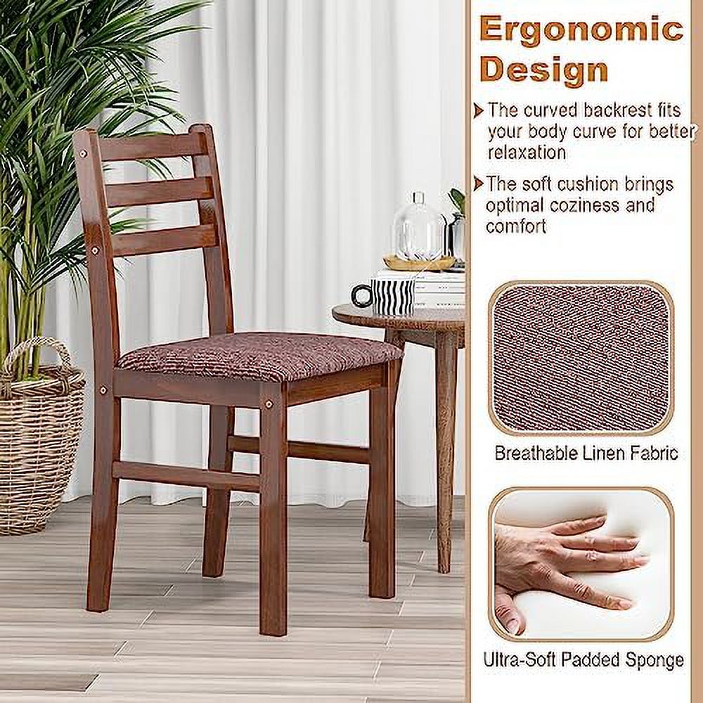 Walnut Wooden Dining Chairs Set of 2 with Padded Seat L63959
