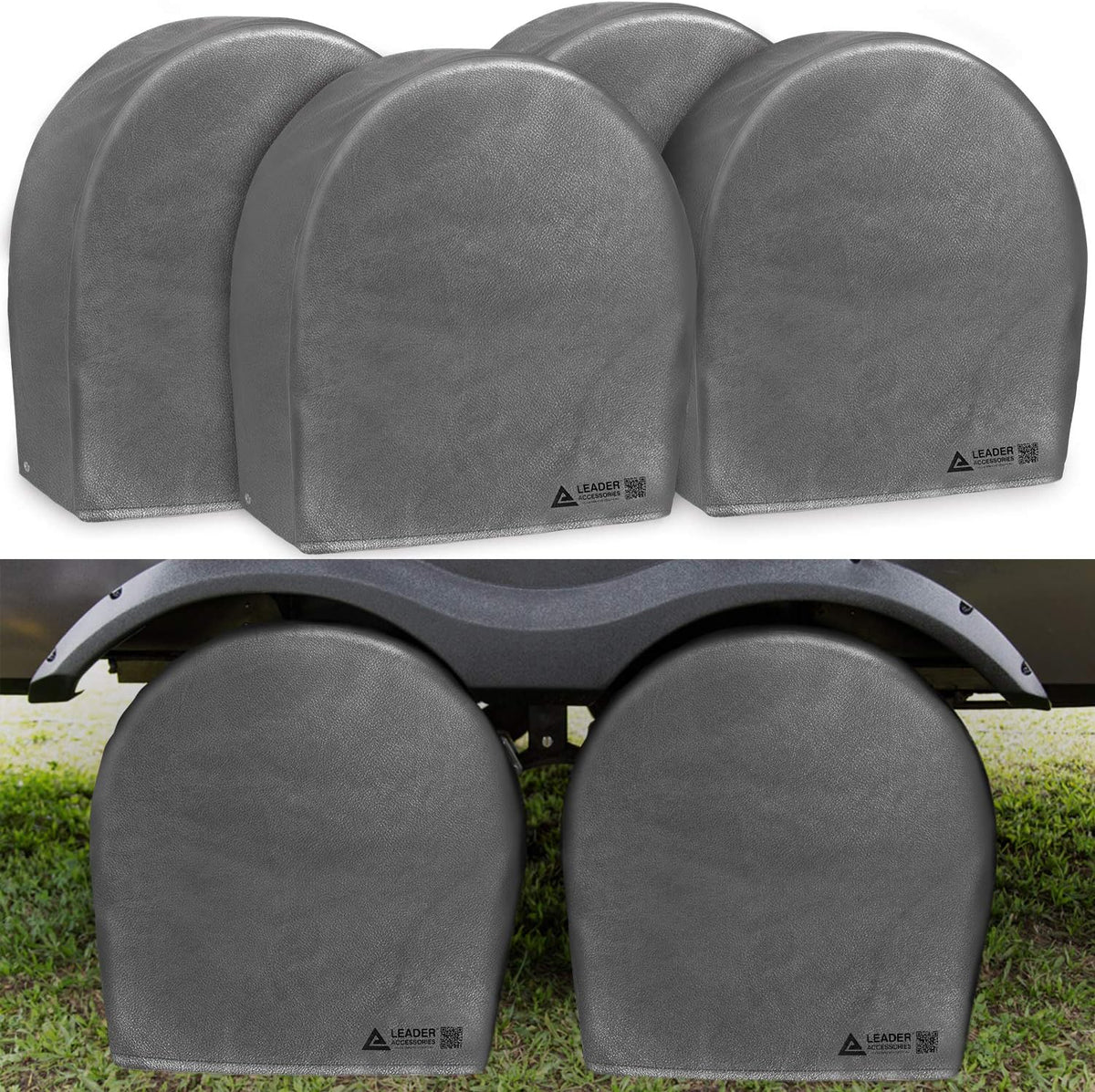 Grey Heavy Duty Waterproof Tire Cover 4 Pack Fits 32-34.5 Diameter Tires W5147