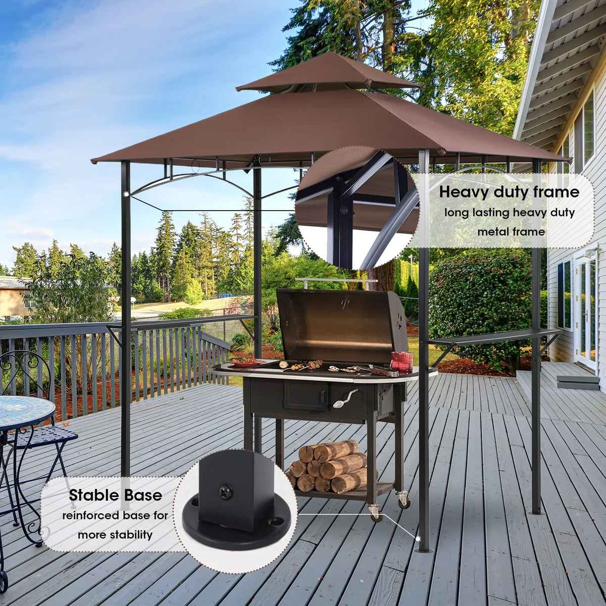 Brown Hardtop Grill Gazebo Tent F994944