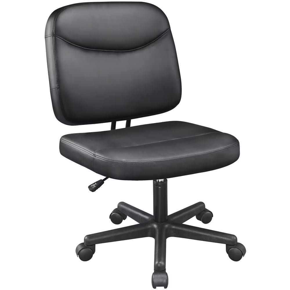Black Faux Leather Adjustable Armless Office Chair M92105