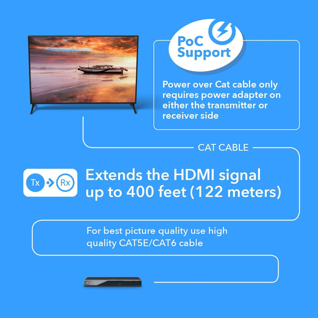 4K HDMI Extender Balun Over Single CAT5e/6/7 Cable J664