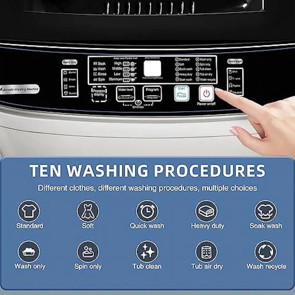 15.6 lbs Top Load Portable Washer with Drain Pump, LED Display Q421893