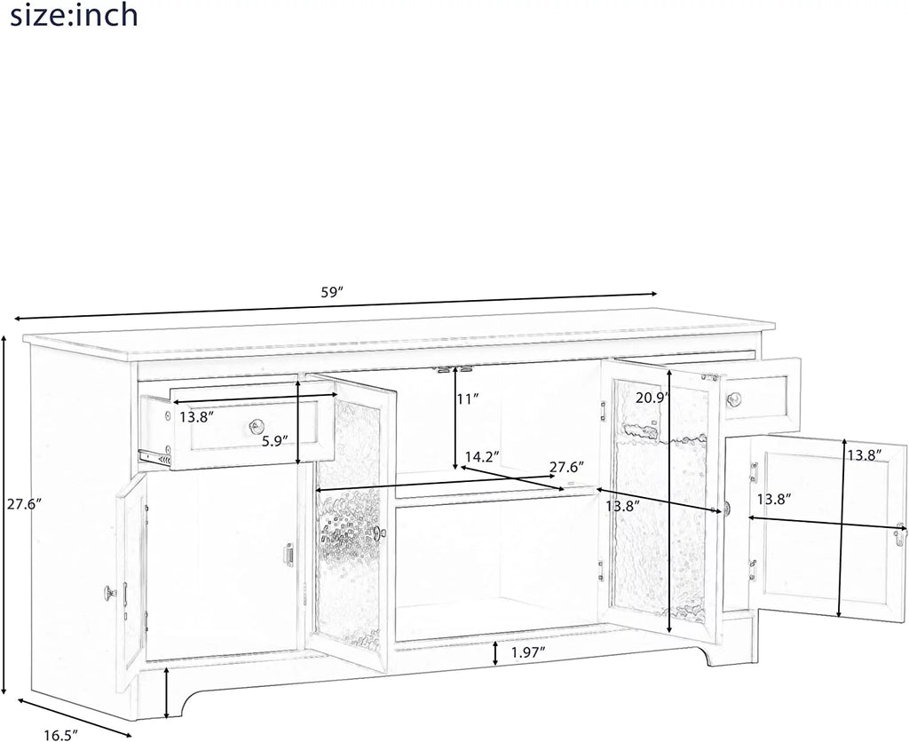 TV Stand with 4 Doors Open Style Cabinet R570