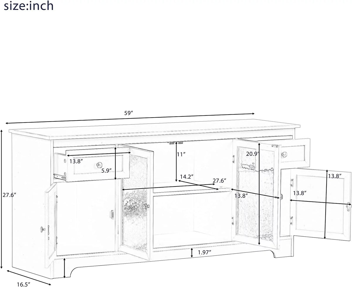 TV Stand with 4 Doors Open Style Cabinet R570