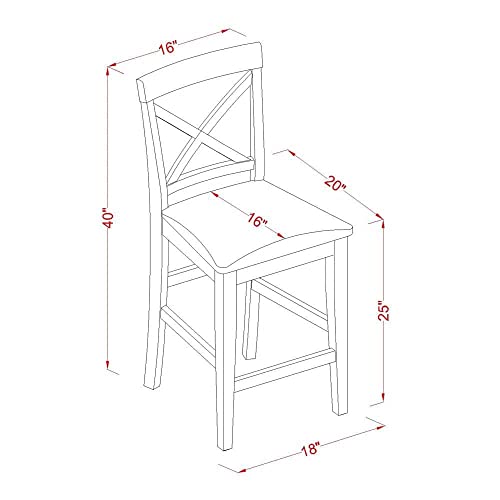 7 Piece Kitchen Counter Height Set with Rectangle Table and 6 Wooden Chairs I2335