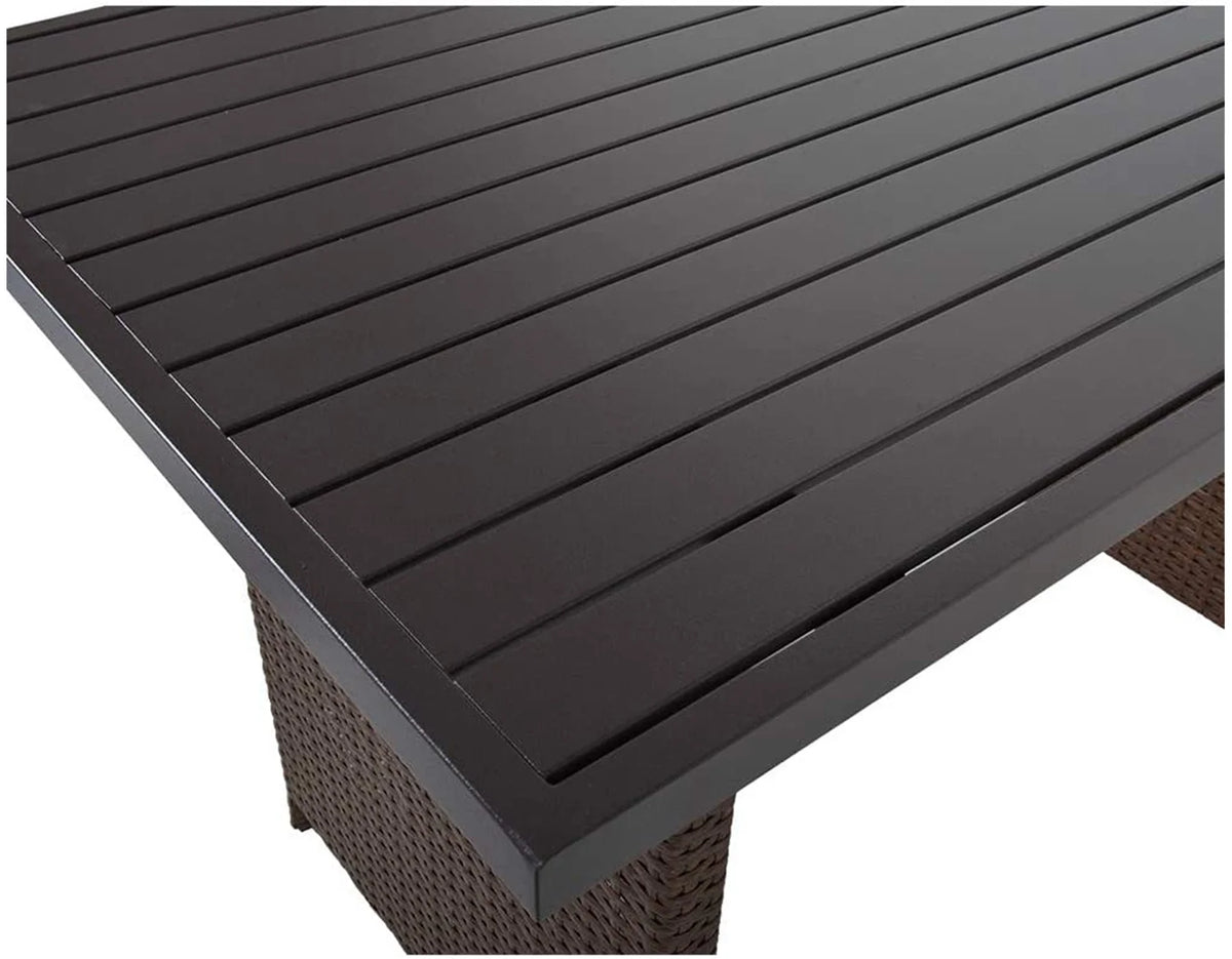 Brown Metal and PE Wicker Patio Dinner Table T86052