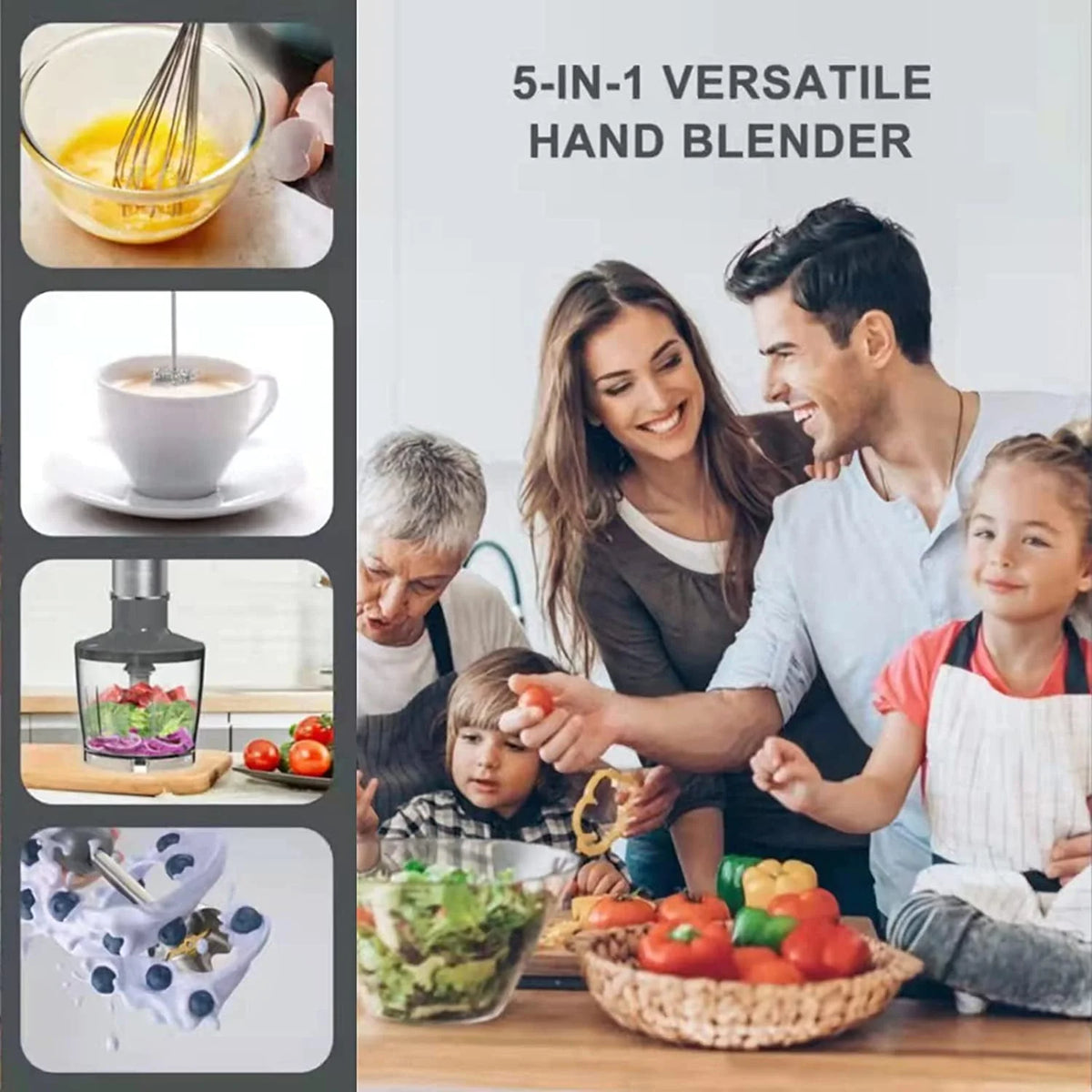 800W 6-Speed Hand Blender with 500ml Food Chopper L9306